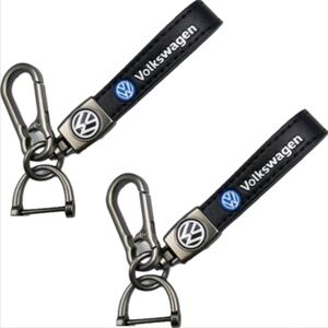 Genuine Leather Car Keychain Set for Volkswagen Key Ring Lanyard Accessories